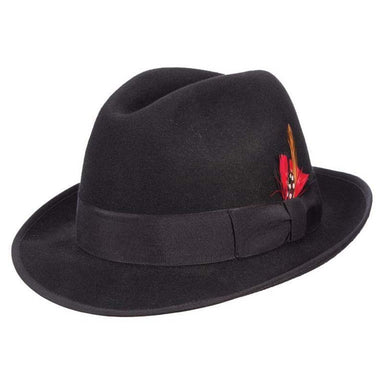 Uptown Structured Wool Felt Fedora Hat - Scala Hats Fedora Hat Scala Hats WF529-BLK2 Black Medium (22.25") 