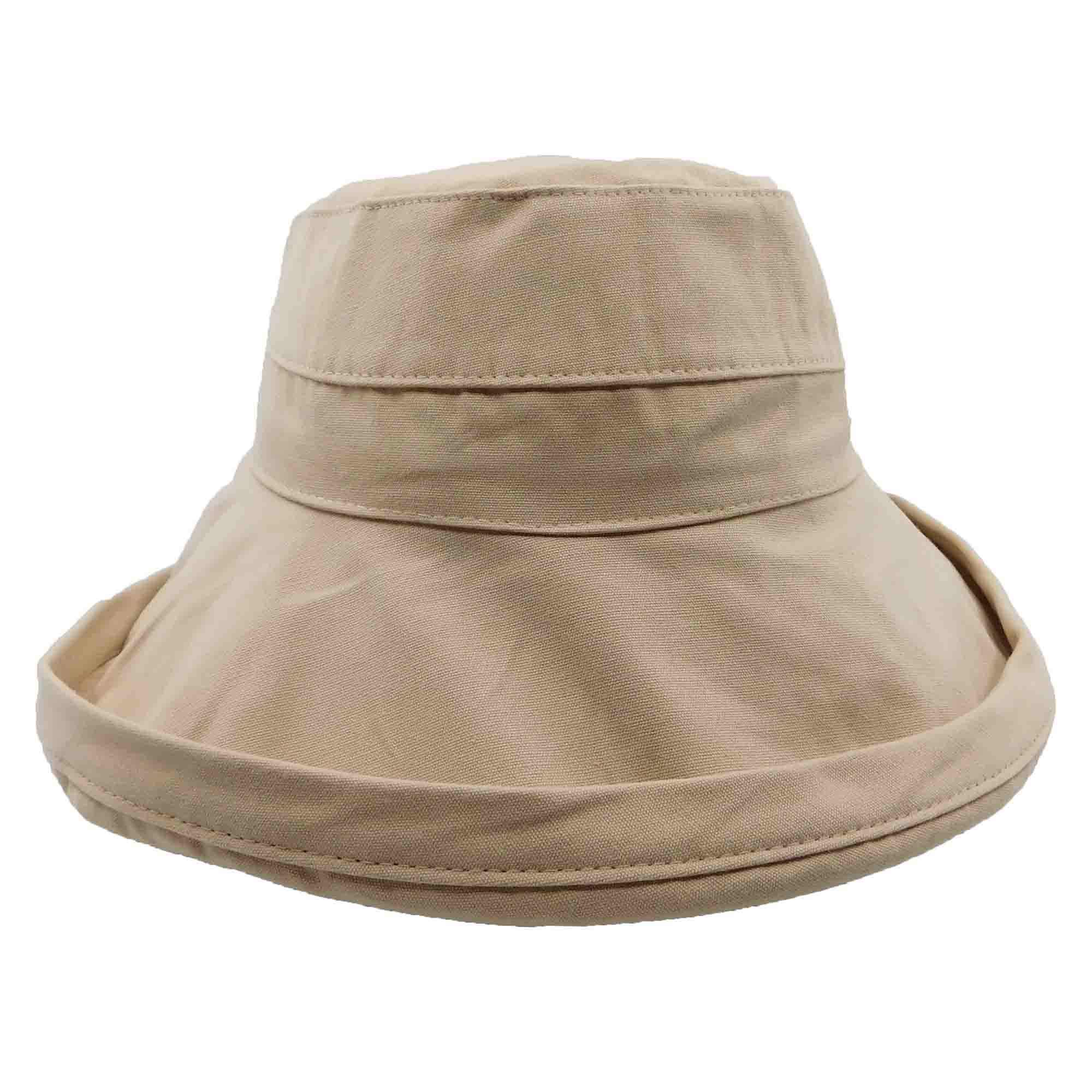 Upturned Brim Cotton Breton Hat - Milani Hats Kettle Brim Hat Milani Hats WSCT473KH Khaki M/L (58.5 cm) 