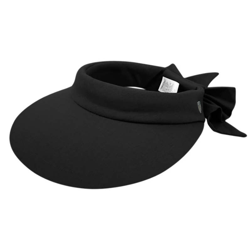 Wide Brim Cotton Sun Visor with Bow - Epoch Hats Visor Cap Epoch Hats V2722bk Black  