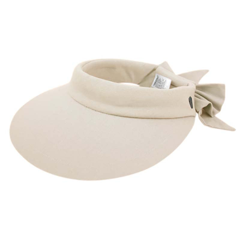 Wide Brim Cotton Sun Visor with Bow - Epoch Hats Visor Cap Epoch Hats V2722kh Khaki  