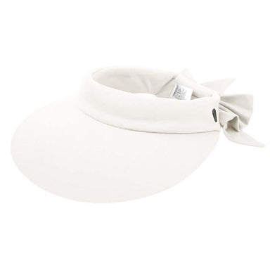 Wide Brim Cotton Sun Visor with Bow - Epoch Hats Visor Cap Epoch Hats V2722wh White  