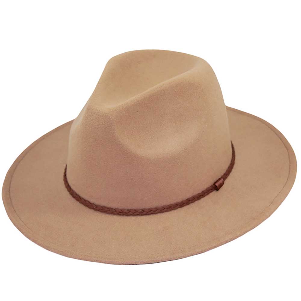 Vegan Felt Wide Brim Unisex Fedora - Jeanne Simmons Hats Safari Hat Jeanne Simmons JS3995 Tan Large (59 cm) 