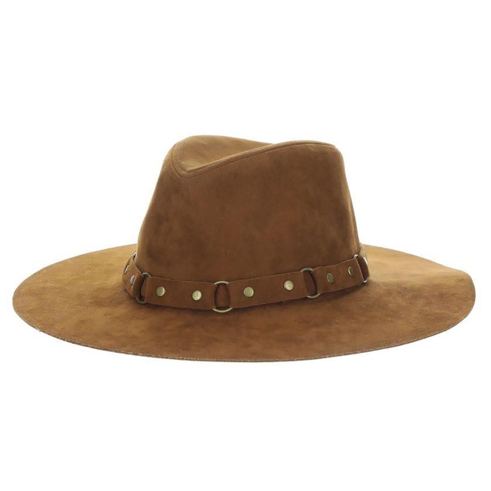 Vegan Leather Rancher Hat with Studs and Rings - Scala Hats, Safari Hat - SetarTrading Hats 
