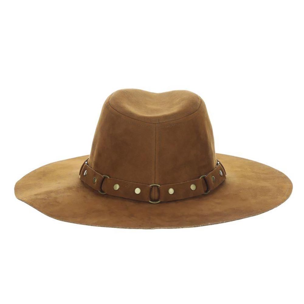 Rustic R Leather Hat Vegan Leather Rancher Hat with Studs and Rings - Scala Hats ...