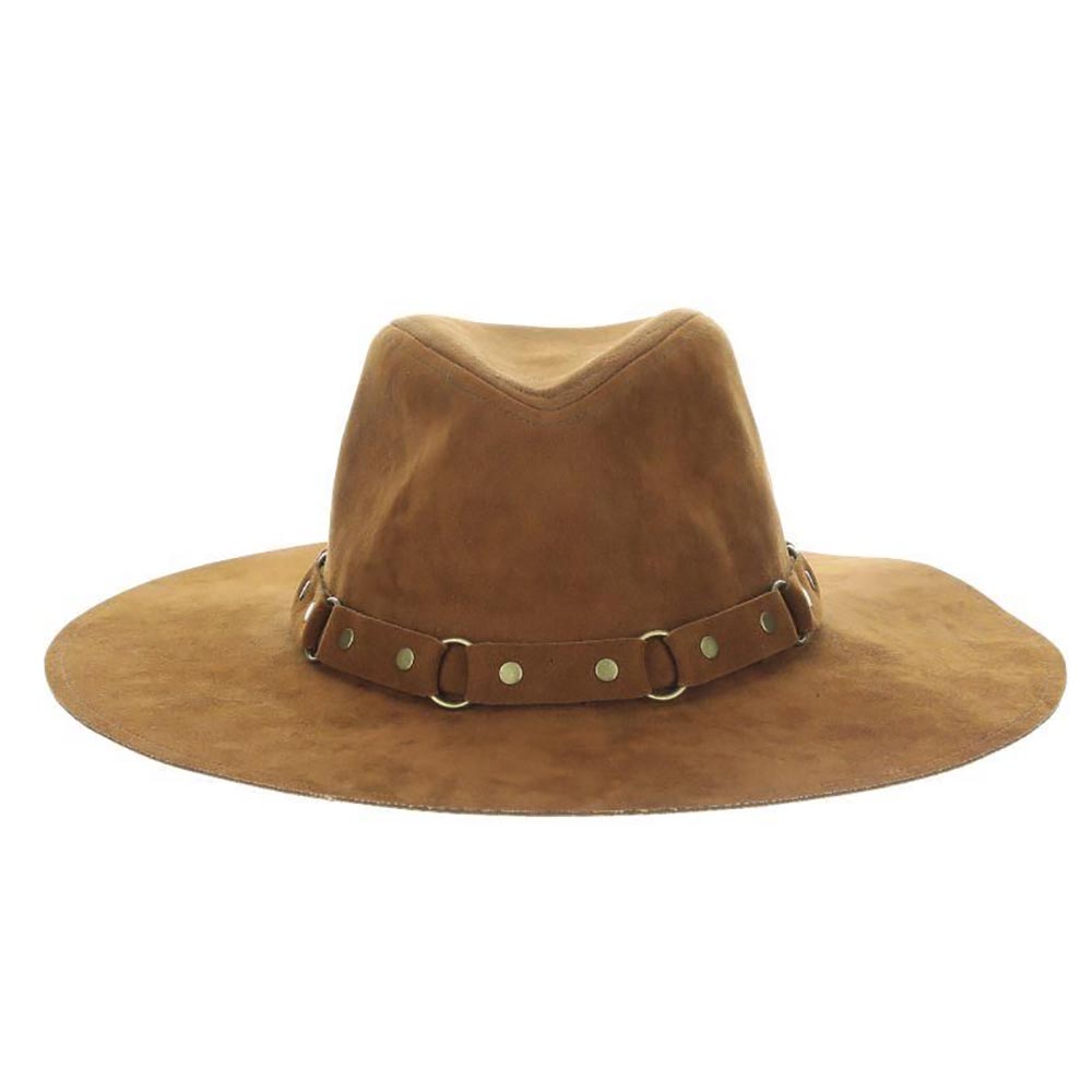 Vegan Leather Rancher Hat with Studs and Rings - Scala Hats, Safari Hat - SetarTrading Hats 