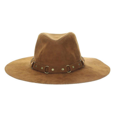 Vegan Leather Rancher Hat with Studs and Rings - Scala Hats Safari Hat Scala Hats LW753 Tobacco Medium (57 cm) 