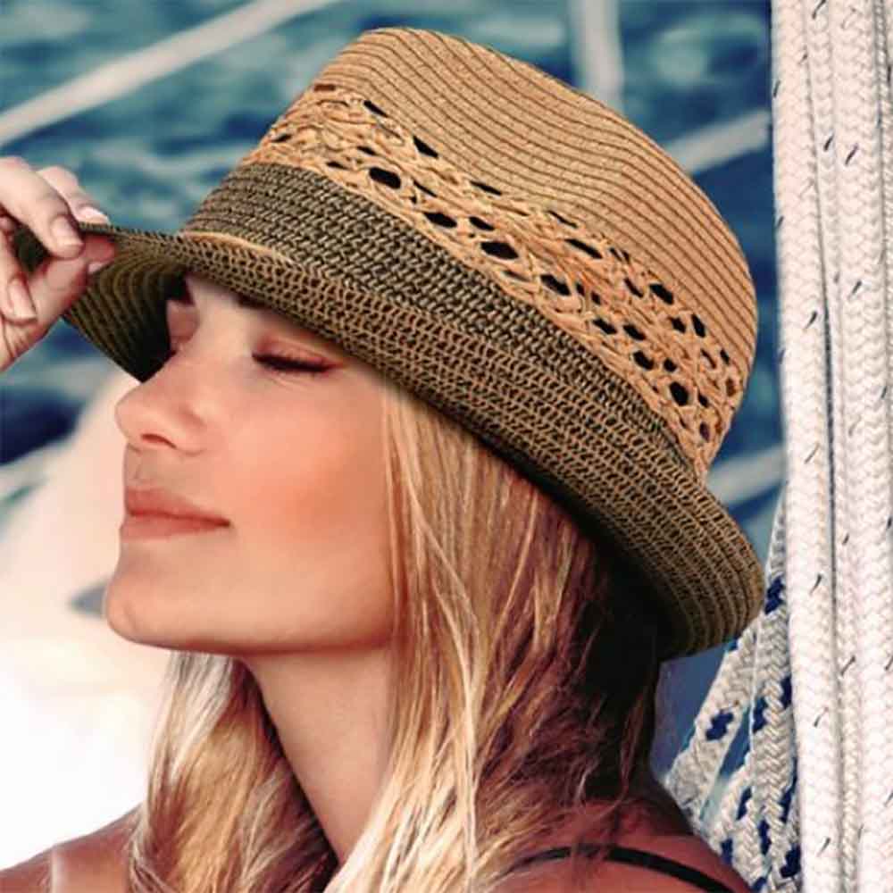 Patachou striped-strap sun hat - Neutrals