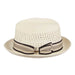 Vented Crown Straw Fedora with Striped Band - Scala Hats, Fedora Hat - SetarTrading Hats 
