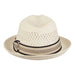 Vented Crown Straw Fedora with Striped Band - Scala Hats Fedora Hat Scala Hats    