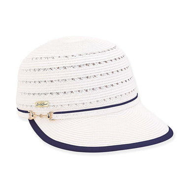 Vented Straw Brim Cap with Ribbon Bound Bill - Sun 'N' Sand Hats, Facesaver Hat - SetarTrading Hats 