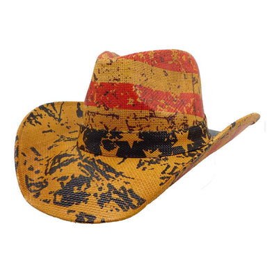 Vintage American Flag Straw Cowboy Hat - Milani Hats Cowboy Hat Milani Hats ST-090 Tan M/L (58.5 cm) Straw