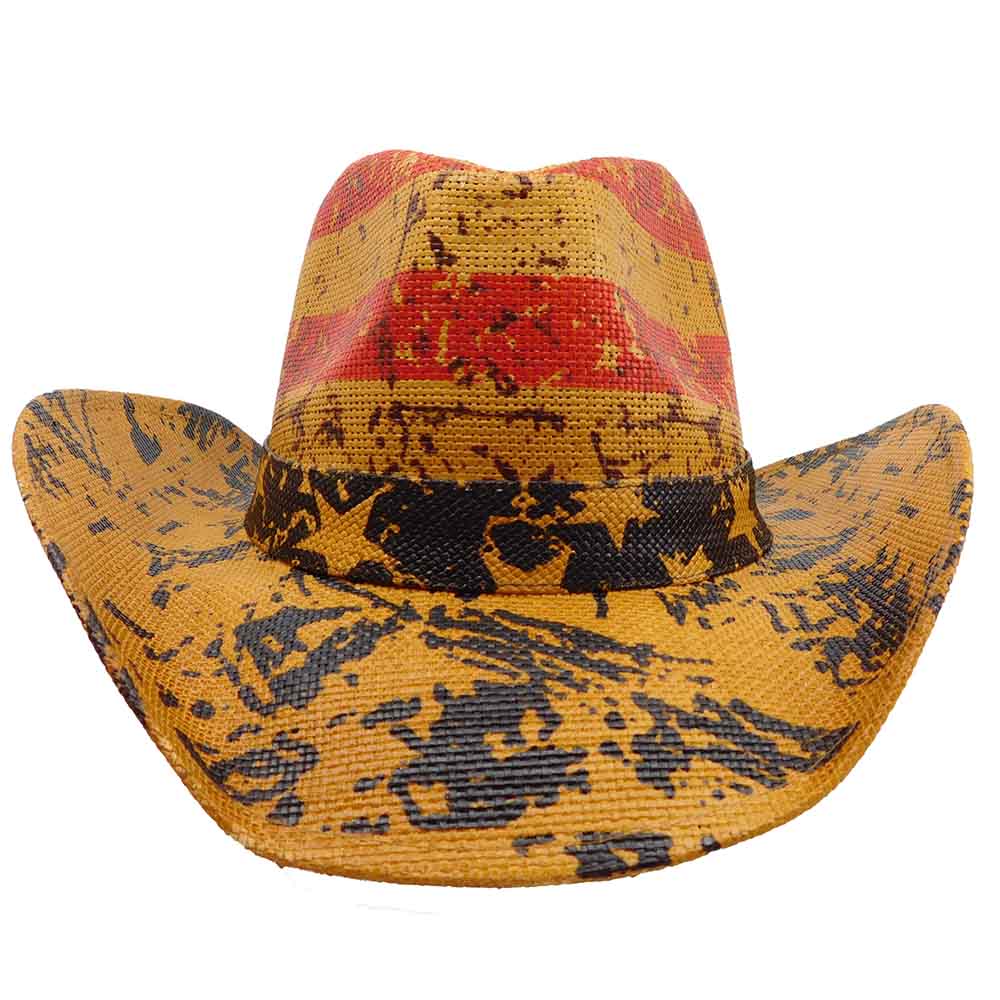 Vintage American Flag Straw Cowboy Hat - Milani Hats  display picture 3