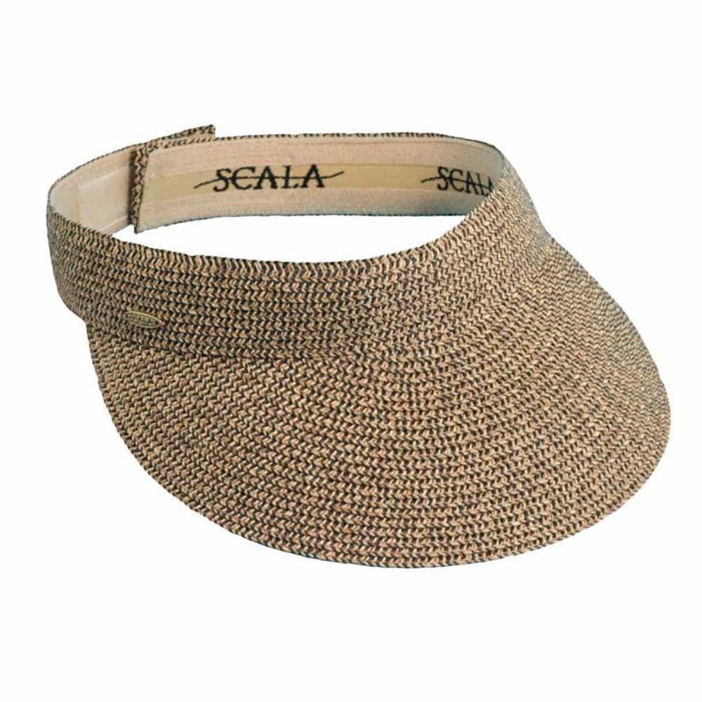 Viviana Straw Braid Sun Visor - Scala Collezione Visor Cap Scala Hats V92bkt Black Tweed  