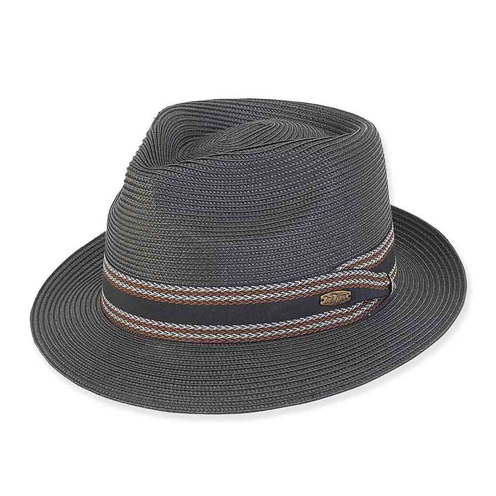 Water Repellent Microbraid Summer Fedora - Tidal Tom™ Hat Fedora Hat Tidal Tom HTT1012B-ML Black M/L (57-59 cm) 