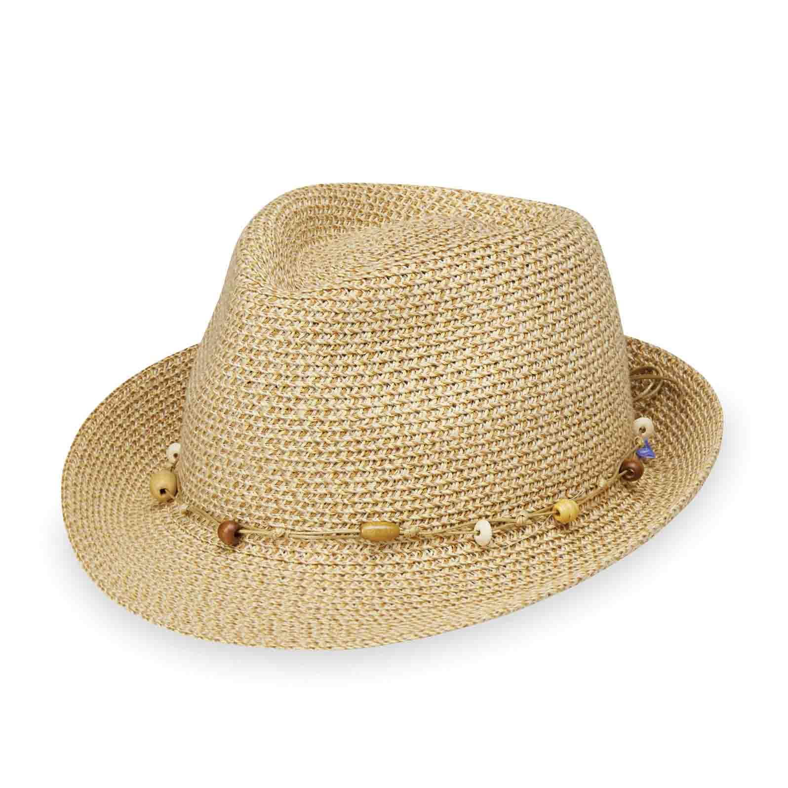 Waverly Fedora with Wood Bead String - Wallaroo Hats Fedora Hat Wallaroo Hats WAVE-NAT Natural M/L (58 cm) 