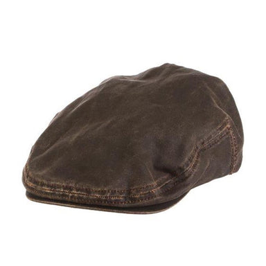Weathered Cotton Flat Cabbie Cap - DPC Outdoor Hat Flat Cap Dorfman Hat Co. MC375 Brown Medium 