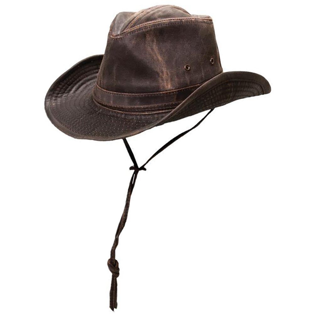 Weathered Cotton Outback Hat, Small to 3XL Size - DPC Headwear Safari Hat Dorfman Hat Co. MC127BNM Brown Medium (57 cm) 