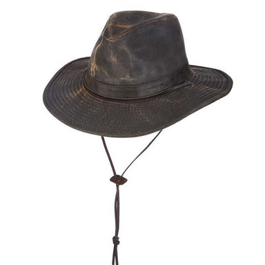 Weathered Cotton Safari Hat with Chin Strap - DPC Headwear Safari Hat Dorfman Hat Co. MC128-BRN3 Brown Large (59 cm) 