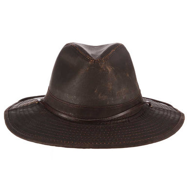 Weathered Cotton Safari Hat with Chin Strap - DPC Headwear Safari Hat Dorfman Hat Co. MC128-BRN2 Brown Medium (57 cm) 