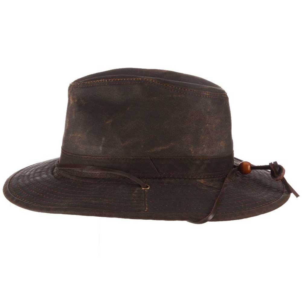 Weathered Cotton Safari Hat with Chin Strap - DPC Headwear Safari Hat Dorfman Hat Co. MC128-BRN4 Brown XL (61 cm) 