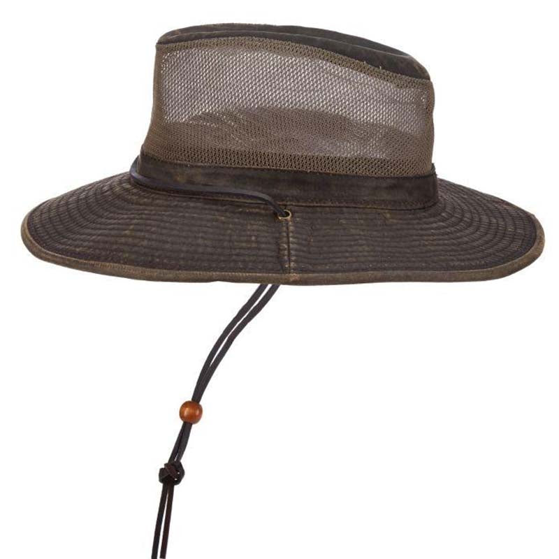 Weathered Cotton Safari Hat with Mesh Crown, up to 2XL Size - DPC Headwear Safari Hat Dorfman Hat Co. MC152BN2 Brown Medium (57 cm) 