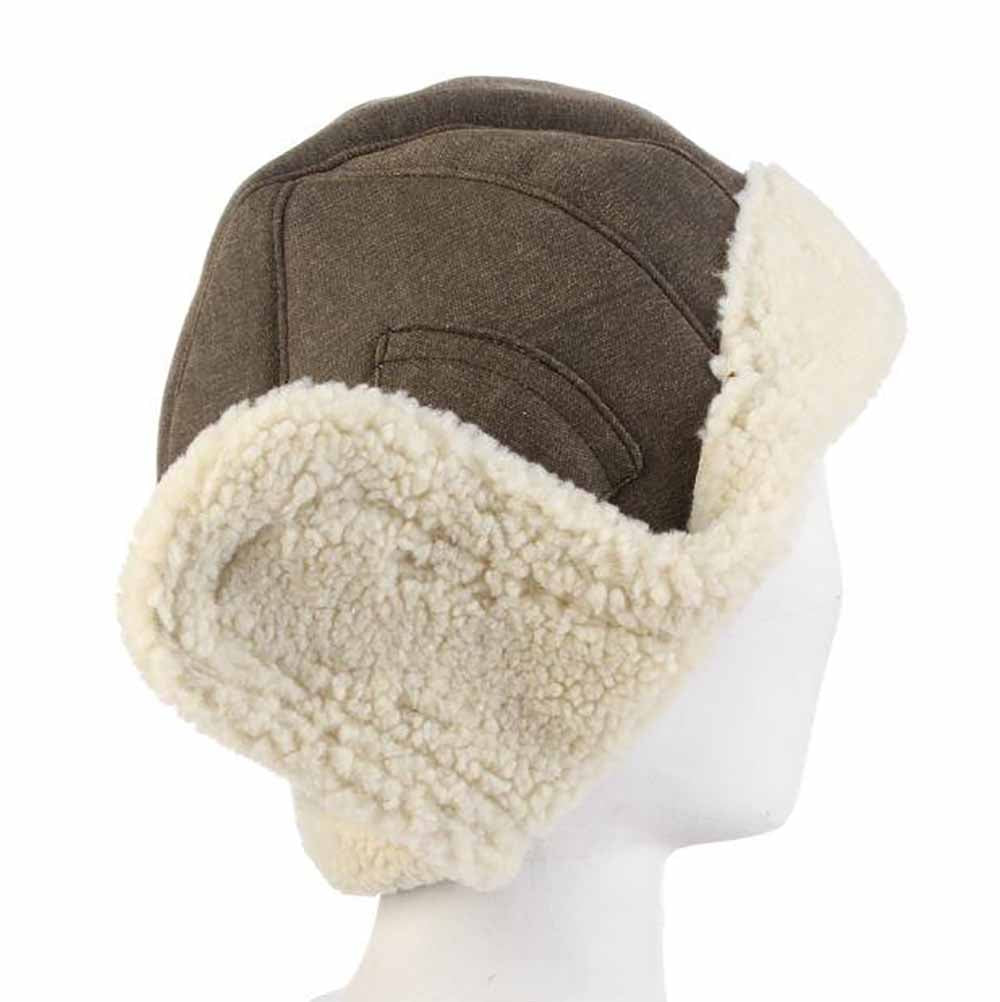 Weathered Cotton Trooper Hat with Berber Lining - DPC Hats Trapper Hat Dorfman Hat Co.    