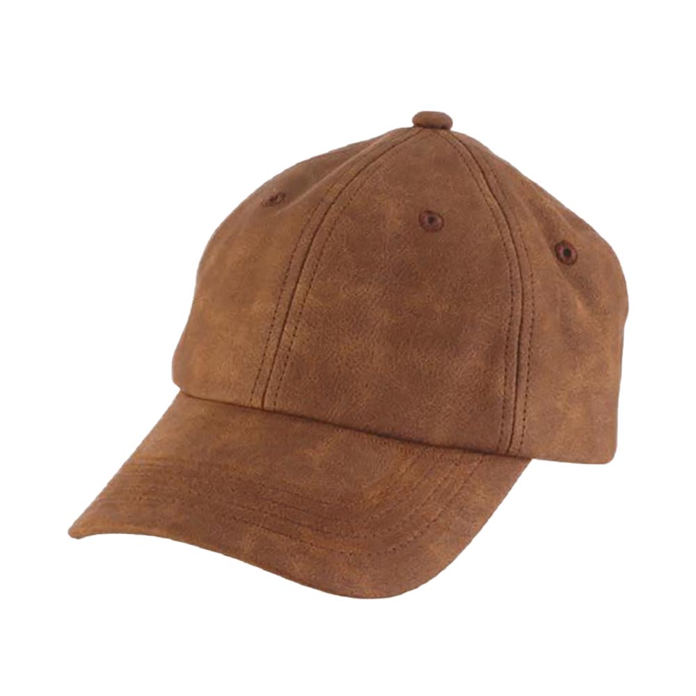 Weathered Faux Leather Baseball Cap - Dorfman Pacific Hat Cap Dorfman Hat Co. BC353-BRN Brown OS 
