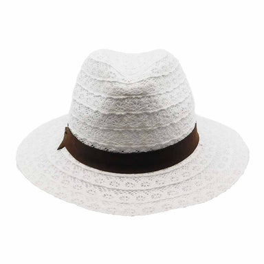 White Lace Panama Hat - Brooklyn Hat Co Safari Hat Brooklyn Hat BKN1586 White M (57 cm) 