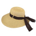 Wide Asymmetrical Brim Beach Hat with Scarf - JSA Wide Brim Hat Jeanne Simmons JS8585TN Tan Tweed Medium (57 cm) 