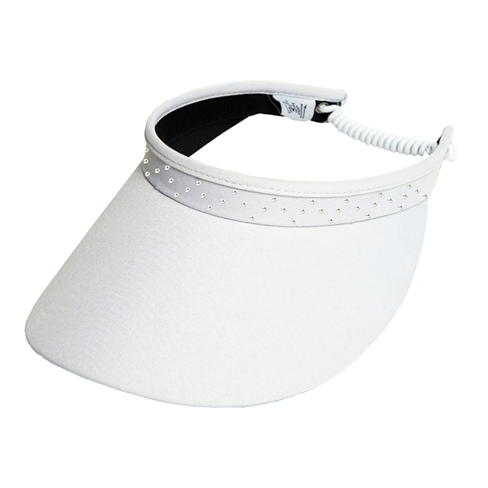Wide Bill Bling Crystal Golf Sun Visor with Coil Lace - Glove It Visors Visor Cap GloveIt VB601 White  