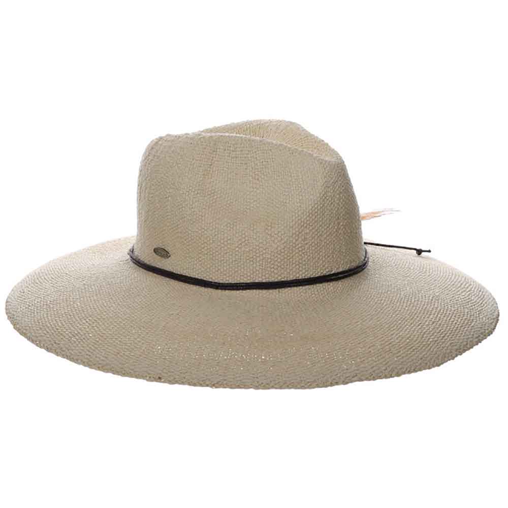Wide Brim Bangkok Toyo Sun Hat with Side Feather - Scala Hats Rust / Os