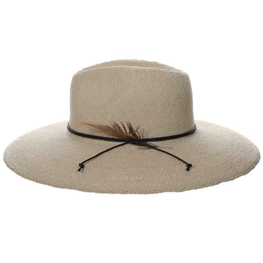 Wide Brim Bangkok Toyo Sun Hat with Side Feather - Scala Hats Safari Hat Scala Hats LT240-NAT Natural OS 