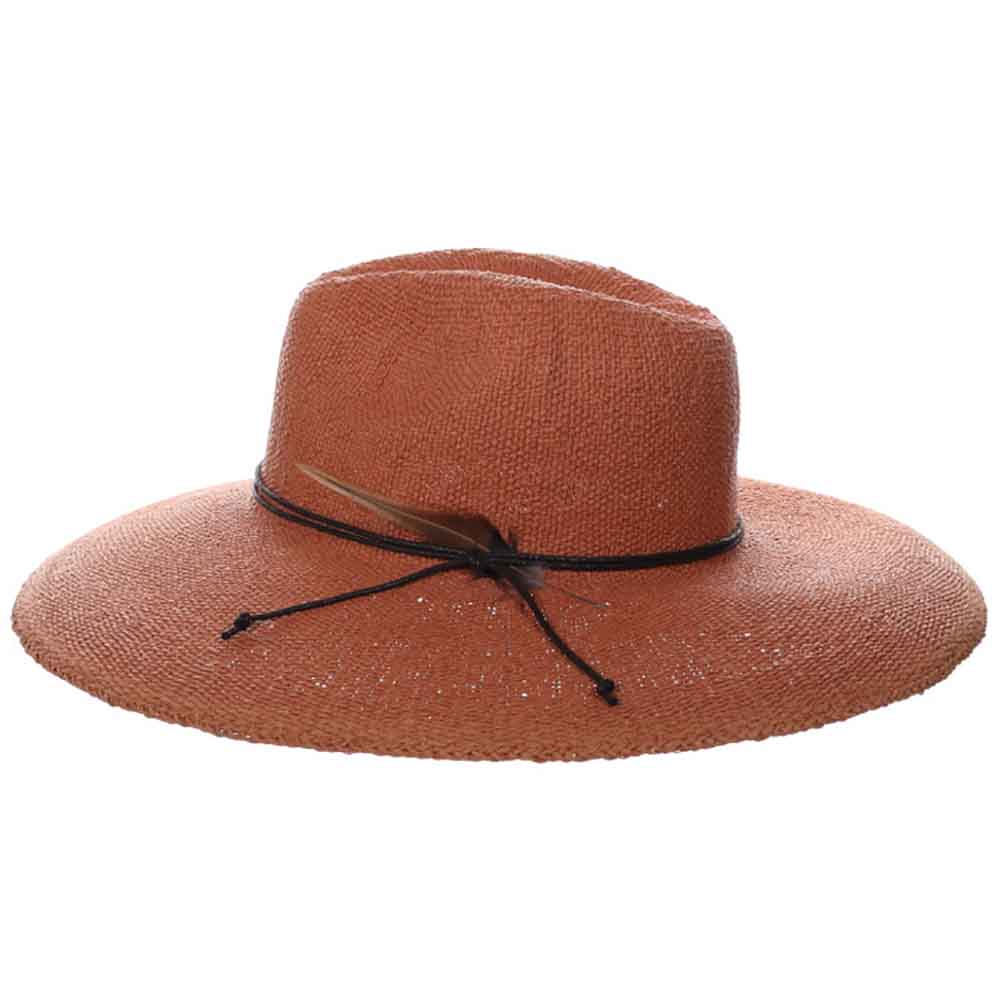 Wide Brim Bangkok Toyo Sun Hat with Side Feather - Scala Hats Safari Hat Scala Hats    