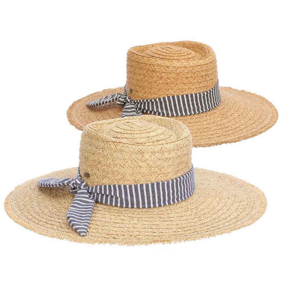Wide Brim Gaucho Hat with Frayed Brim - Scala Hats Bolero Hat Scala Hats LP326 Toast Medium (57 cm) 