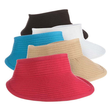 Wide Brim Ribbon Sun Visor with Elastic Closure - Tropical Trends, Visor Cap - SetarTrading Hats 