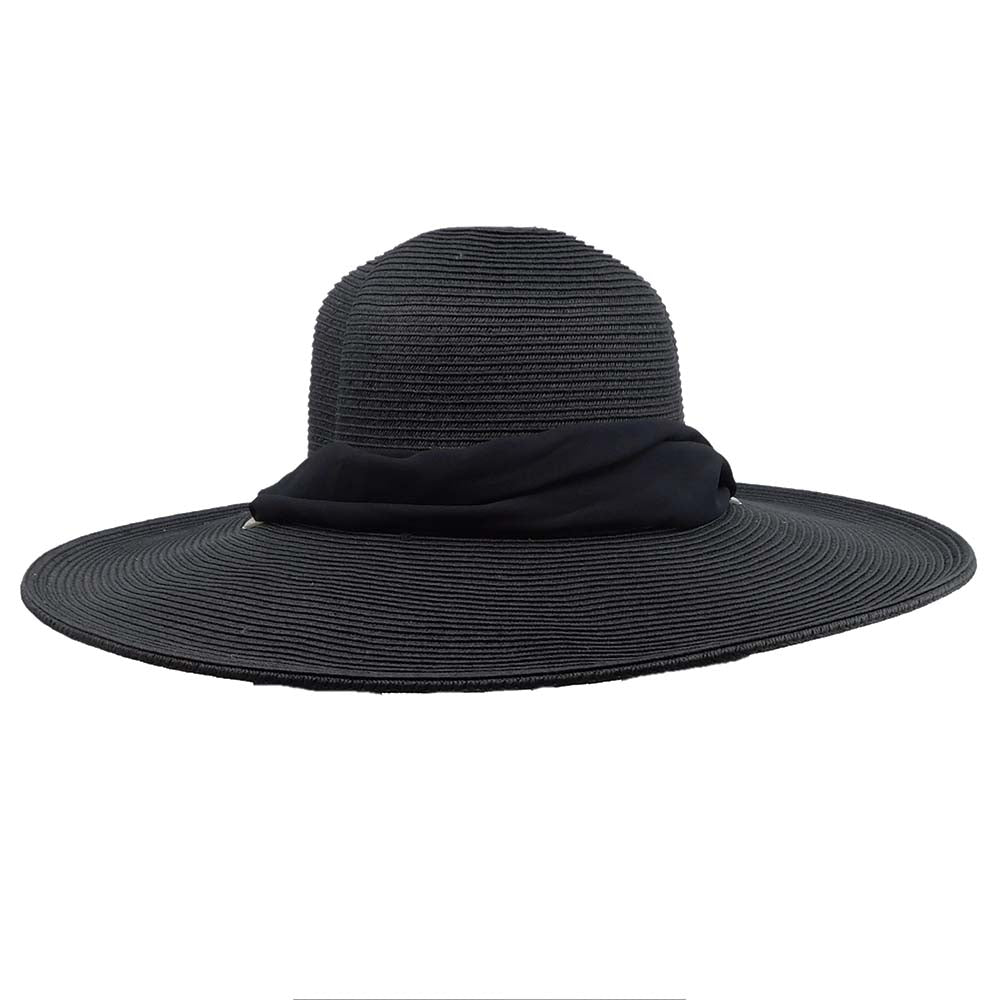 Wide Brim Sun Hat with Long Scarf Tie - Karen Keith Hats