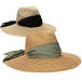 Wide Brim Sun Hat with Scarf for Convertibles - Scala Hats for Petites Safari Hat Scala Hats LP372NB Natural /Black Small (56 cm) 