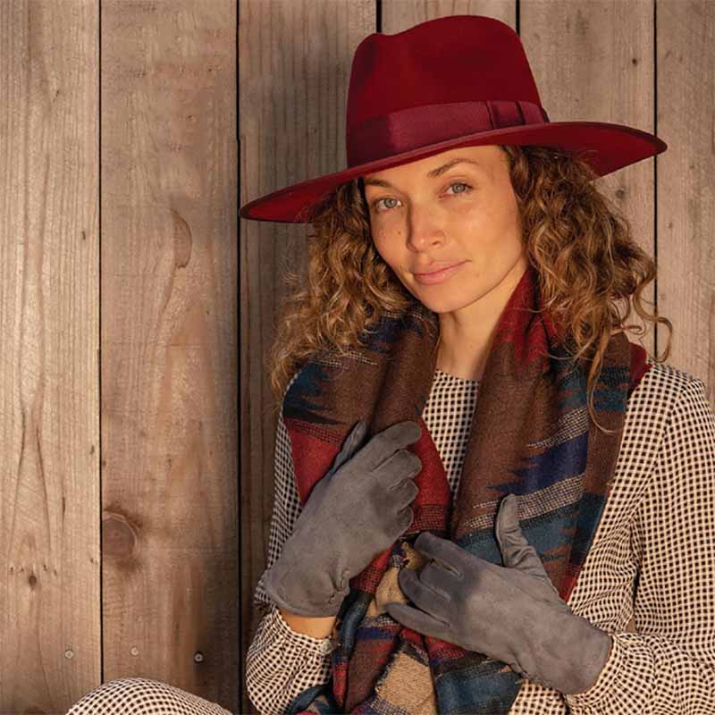 Wide Brim Wool Felt Ribbon Bound Brim Safari Hat - JSA Safari Hat Jeanne Simmons    