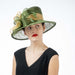 Wide Downturned Brim Green and Gold Sinamay Dress Hat - KaKyCO Dress Hat KaKyCO    