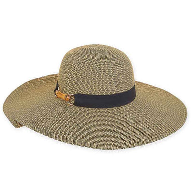 Large Size Women's Hats: Folded Brim Beach Hat - Sun 'N' Sand Hats Wide Brim Sun Hat Sun N Sand Hats HH2379Bxl Black Tweed Large (59 cm) 