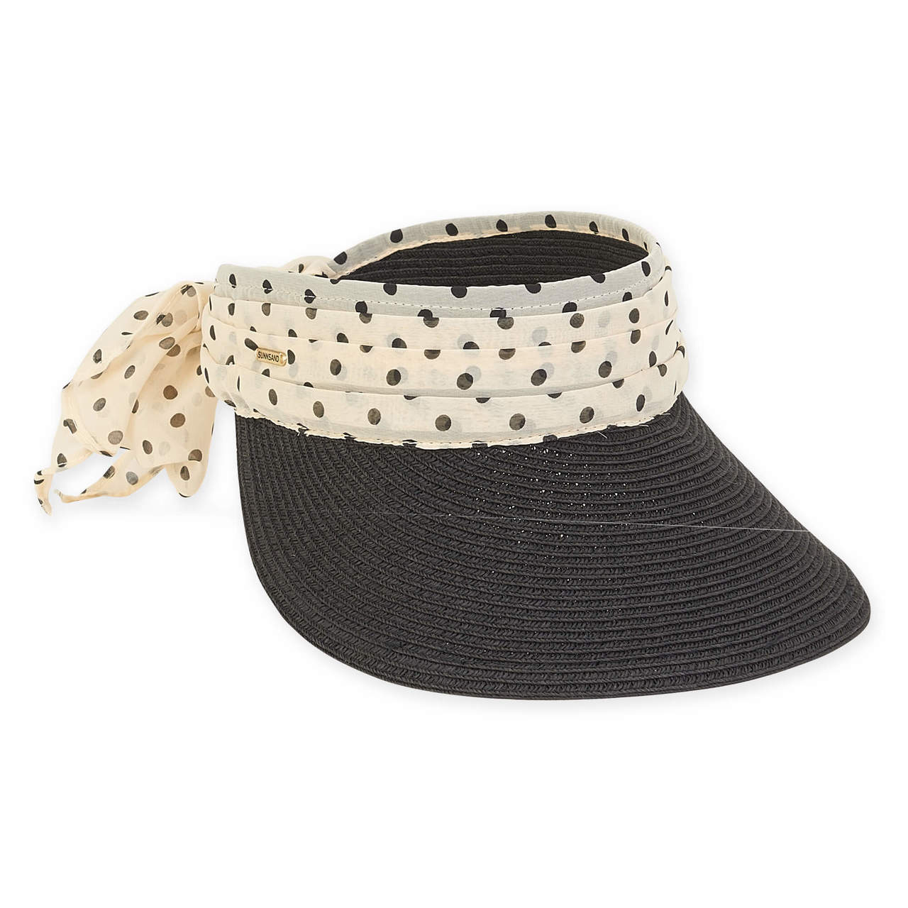 Wide Brim Sun Visor with Polka Dot Sash - Sun 'N' Sand Hats, Visor Cap - SetarTrading Hats 