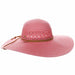 Women's Straw Beach Hat with Chin Cord - Cappelli Straworld Wide Brim Sun Hat Dorfman Hat Co. CSW418-FC Fuchsia OS (57 cm) 