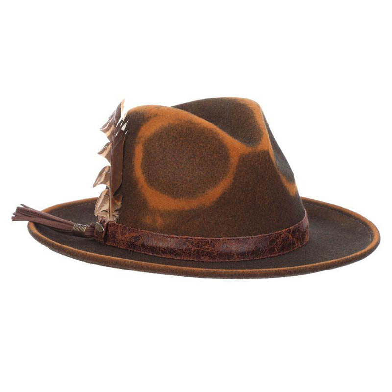 Dark Brown Fedora Hat, Vegan Felt Stiff Brim Hat, Men Winter Hat