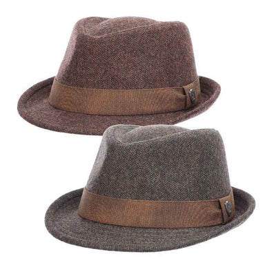 Wool Blend Fedora with Plaid Lining - Dorfman Pacific Hats Fedora Hat Dorfman Hat Co. MW323 Brown Large 
