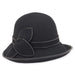 Wool Felt Cloche Hat with Up Turned Brim Adora® Hats Cloche Adora Hats AD1113bk Black Medium (57 cm) 