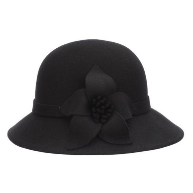 Large Flower Felt Cloche Winter Hat- Scala Hat, Cloche - SetarTrading Hats 