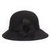 Large Flower Felt Cloche Winter Hat- Scala Hat Cloche Scala Hats LF265BK Black  