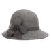 Large Flower Felt Cloche Winter Hat- Scala Hat Cloche Scala Hats LF265 Grey  