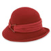 Wool Felt Cloche with Pleated Microfiber Band - Adora® Hats Cloche Adora Hats AD1292B Red M/L (58 cm) 