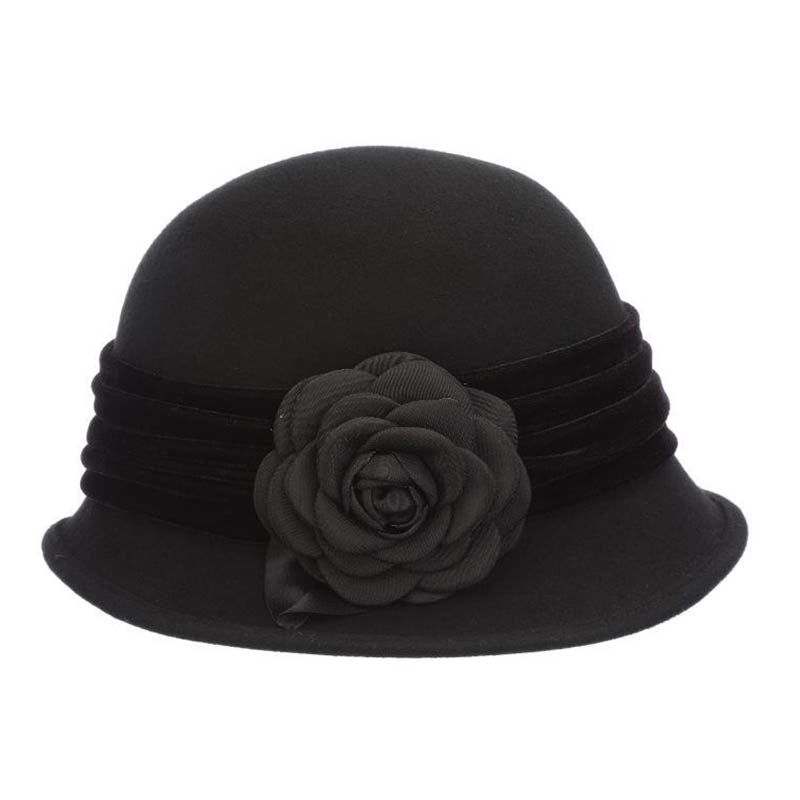 Wool Felt Cloche with Velvet Band - Scala Hat Cloche Scala Hats    